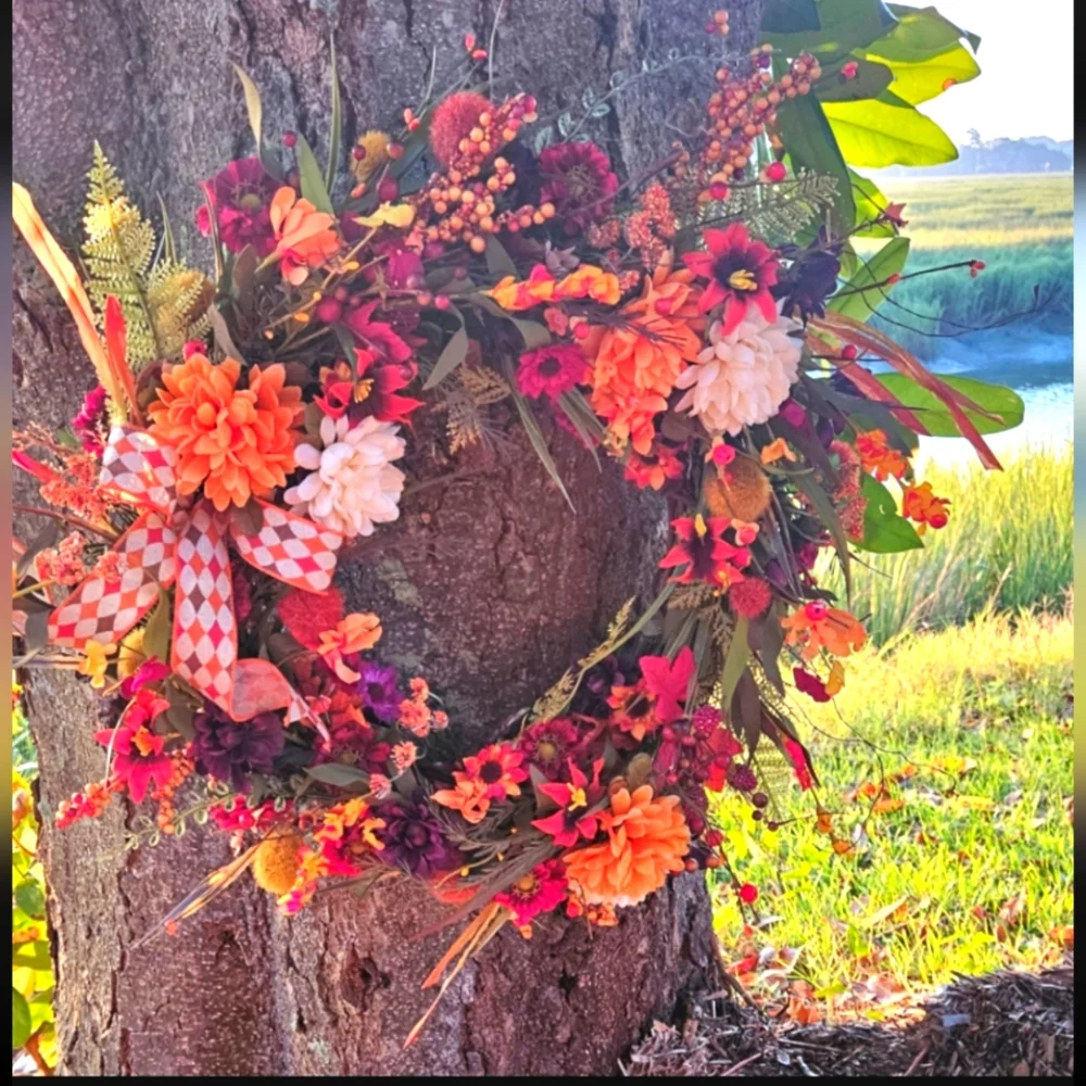 Fall/Autumn Faux Floral Grapevine Wreath - Picture 6 of 10